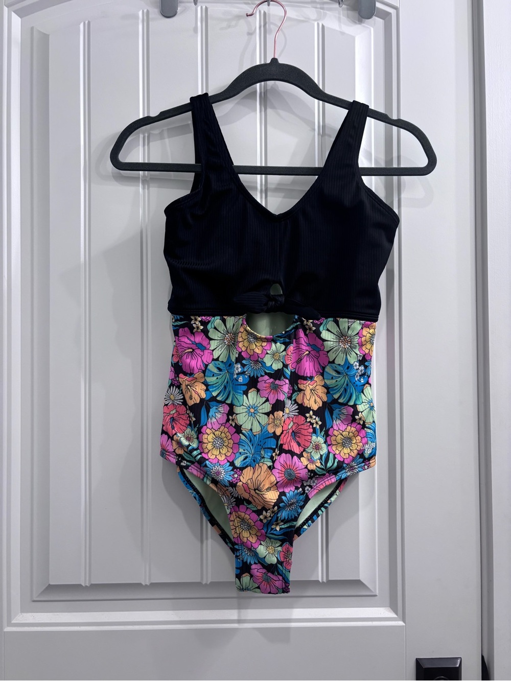 Limited Too Black Top Floral One-Piece Swimsuit